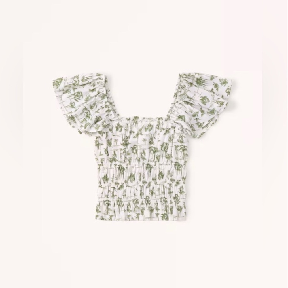 Abercrombie Flutter Sleeve Smocked Top